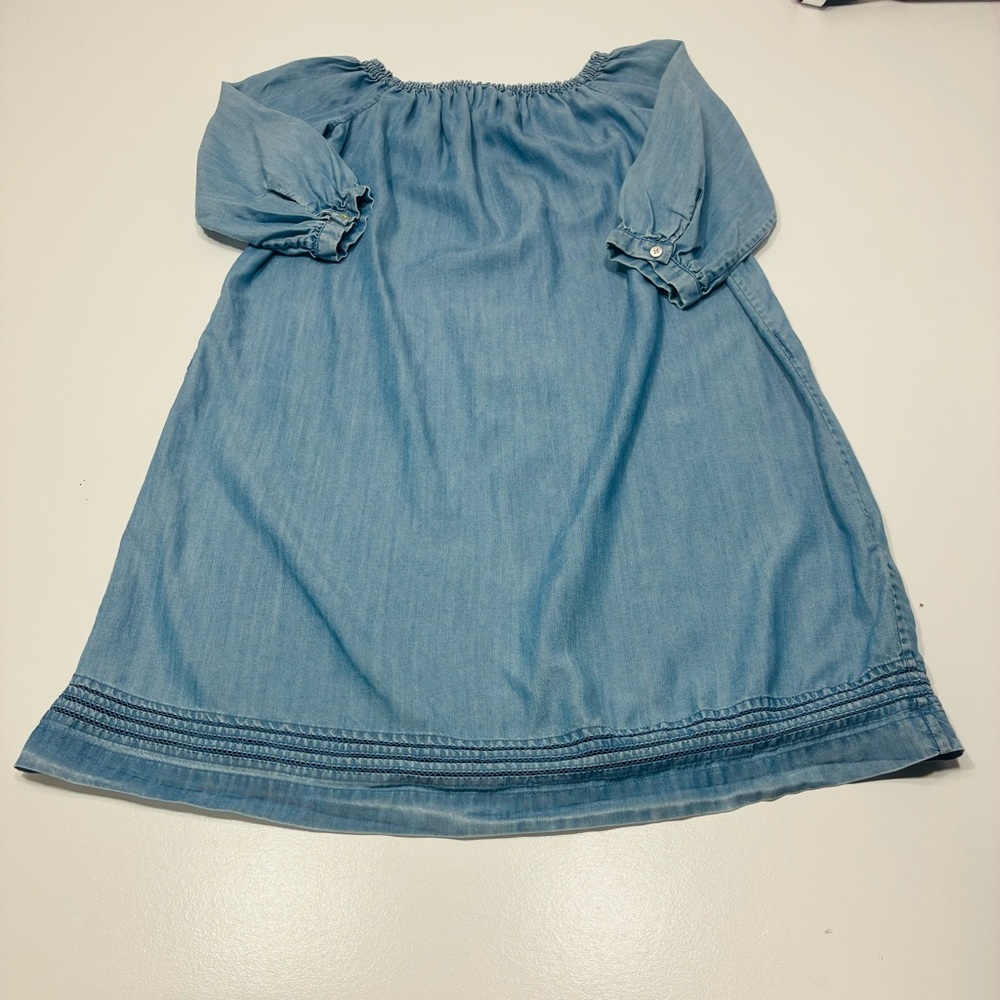 Paige Denim Dress Women Size Small Off-Shoulder Chambray with 3/4 Sleeves Casual